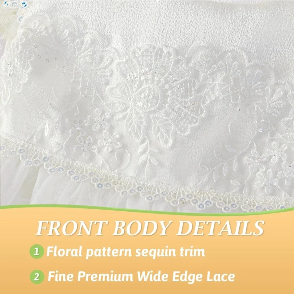 🍓$5 Pick!🍓 Booulfi Baby Girl Baptism Flower Girl Christening 3 Piece Set